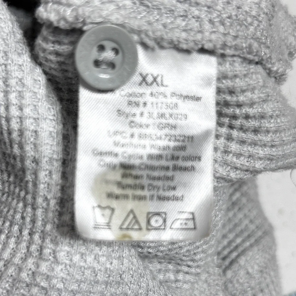 Levis Mens Waffle‎ Knit Henley Shirt XXL Gray Thermal Casual Workwear Utility